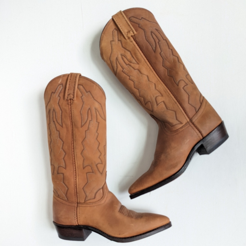 Vintage Dan Post Marlboro Gear Leather Cowboy Western Boots Women's 6M